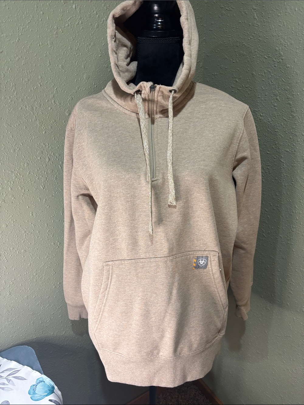 Ariat Men's Zip Hooded Sweater in Sand